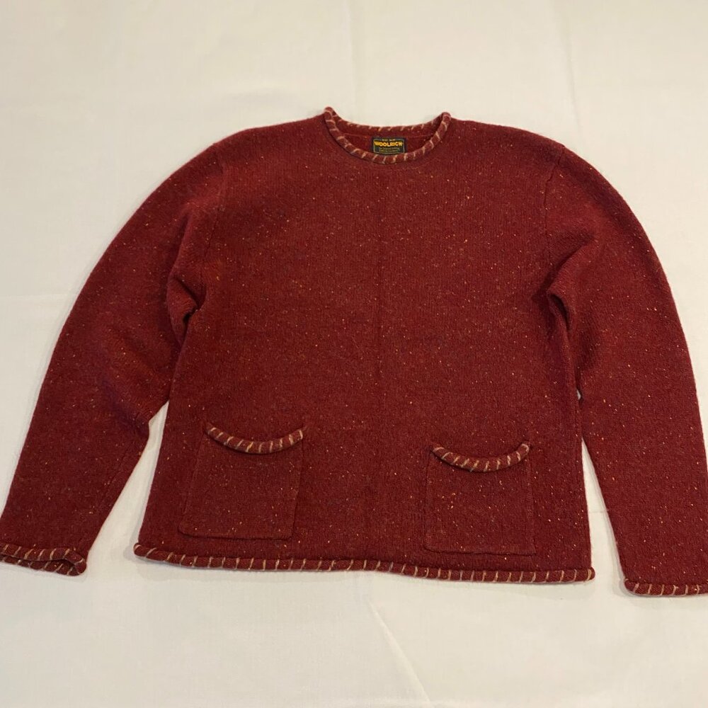 Woolrich Vintage Ruby Red 100% Pure Wool Sweater Large NWOT